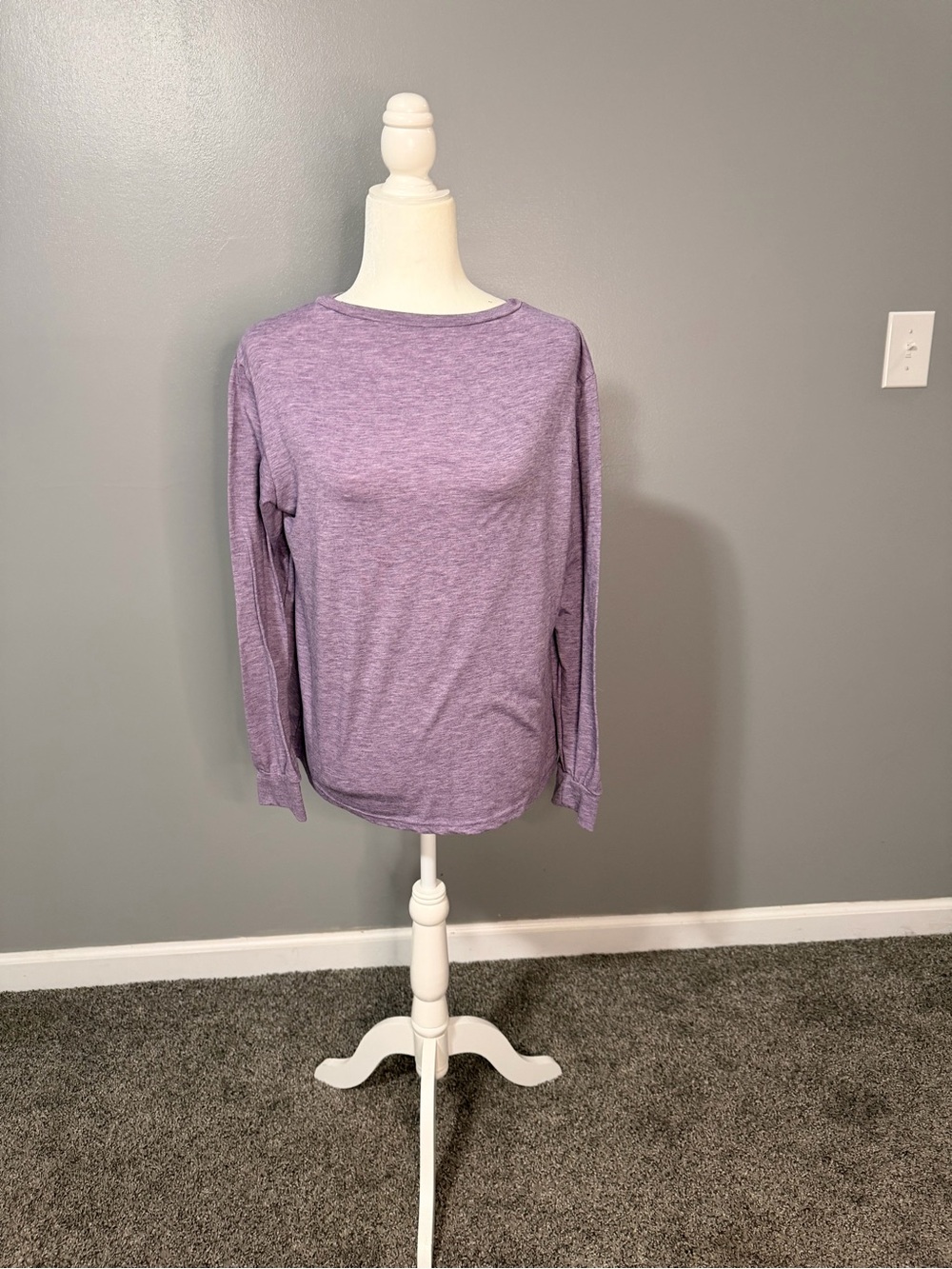 SHEIN Lavender Heather Long-Sleeve Crewneck Top
